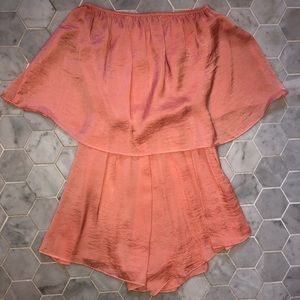 Orange strapless romper